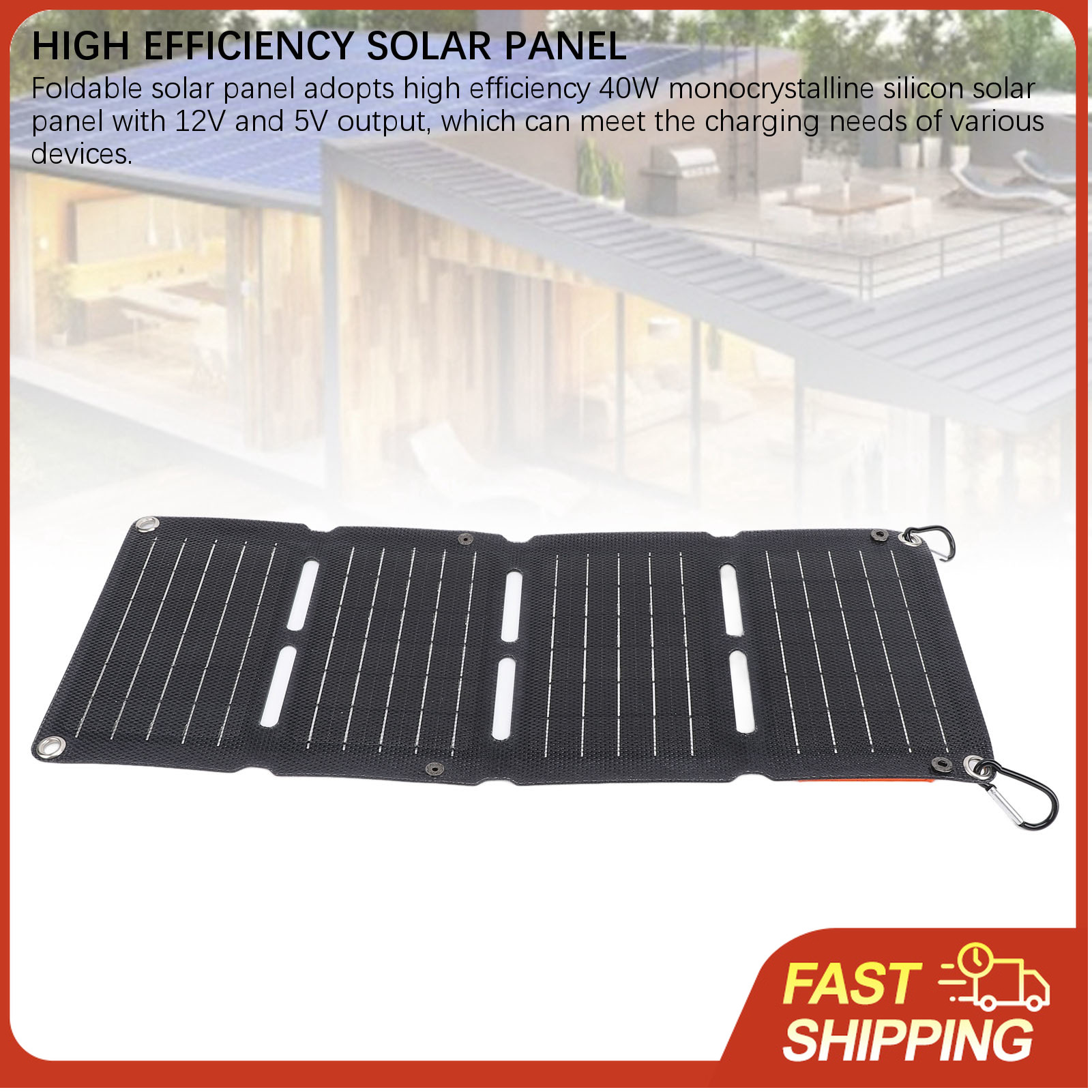 Solar Panel Monocrystalline - Складная монокристаллическая солнечная панель 40 Вт