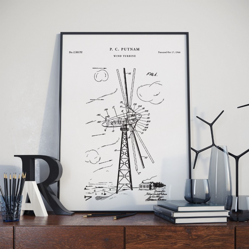 Renewable Energy Yes Please - Постер с изображением ветряной турбины, печать